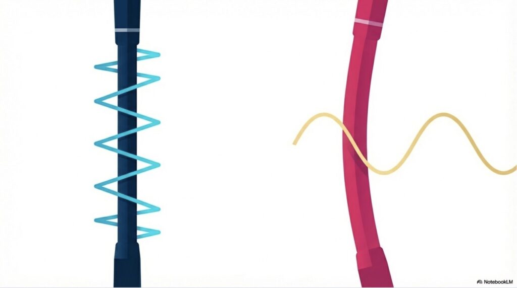 メンズRシャフトとレディースLシャフトの振動数（CPM）の違いを表したグラフ